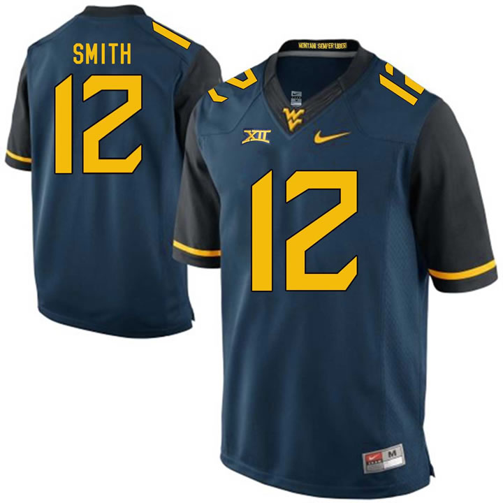 West Virginia Mountaineers #12 Geno Smith Navy College Football Jersey